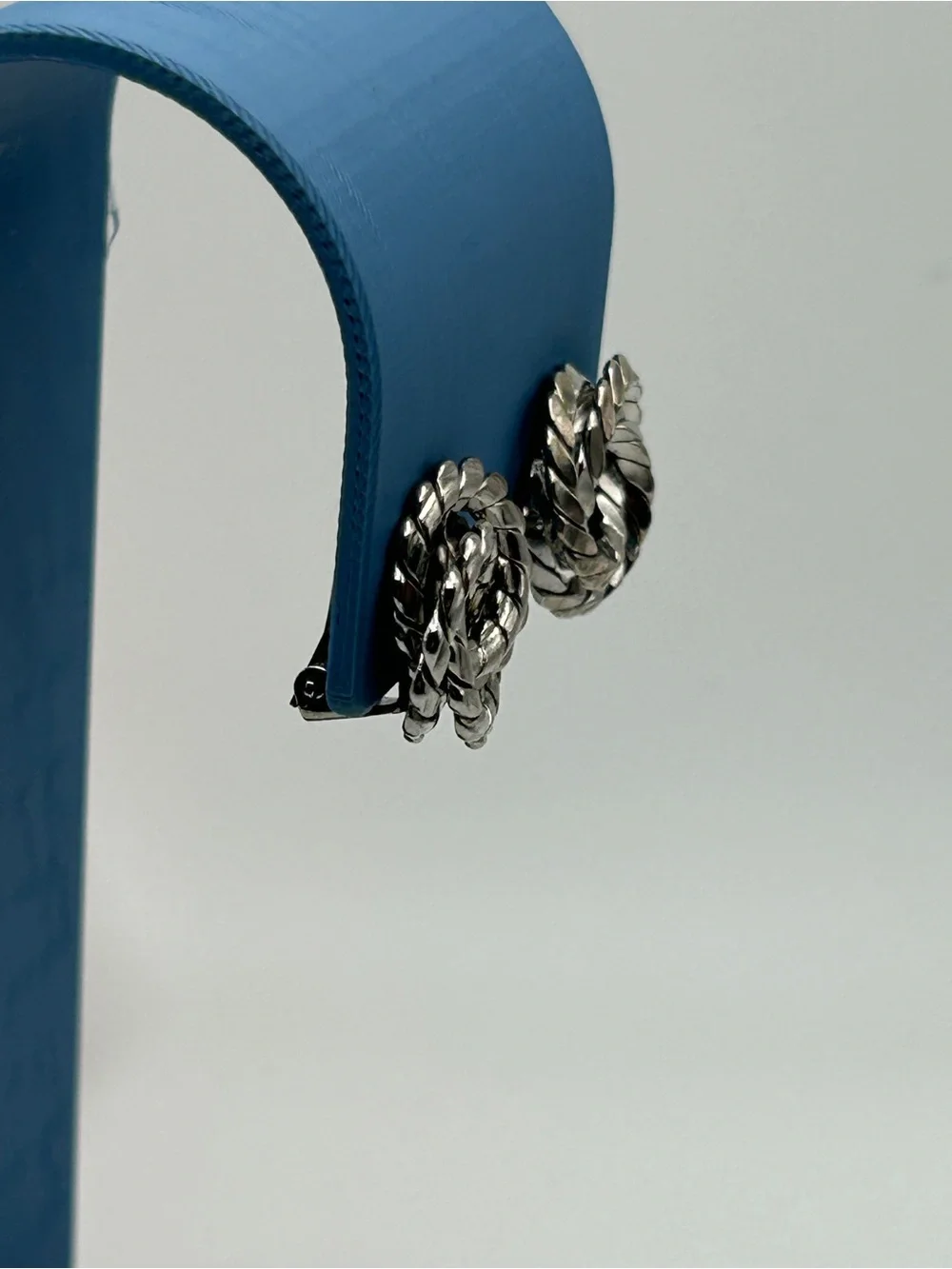 Vintage Silver Tone Rope Knot Clip On Earrings